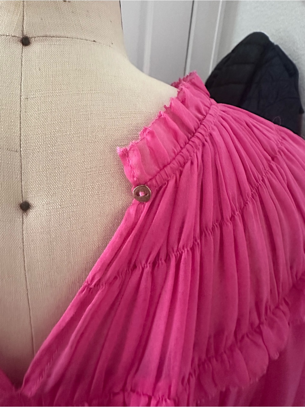 Ulla Johnson Silk Pink Ruffled Pleated Dress - Picture 5 of 11